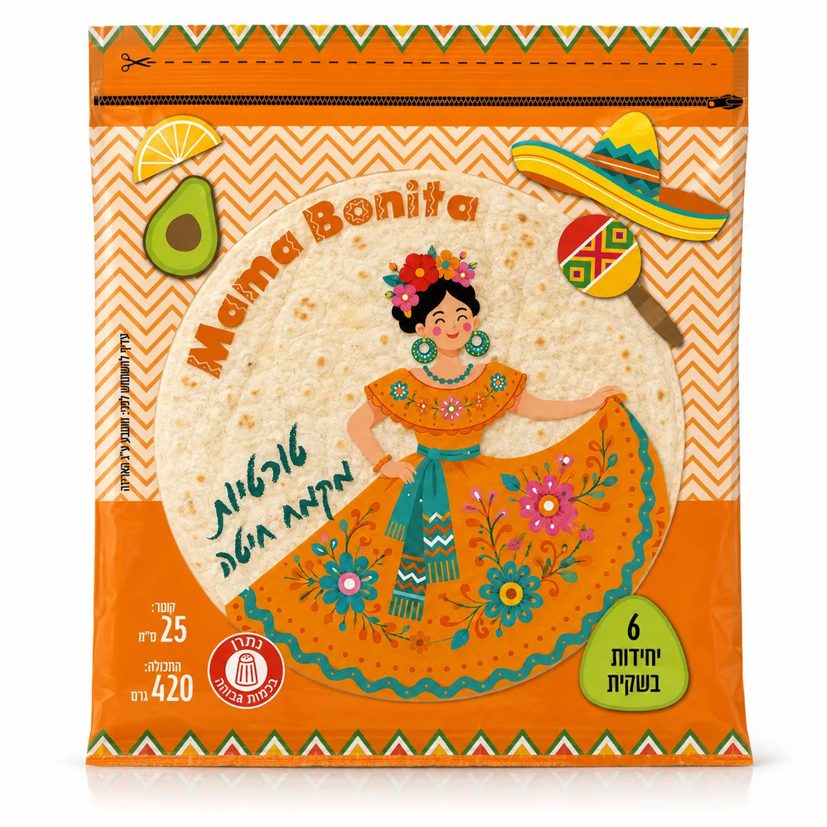 MAMA BONITA טורטיות מקמח חיטה, 6 יח