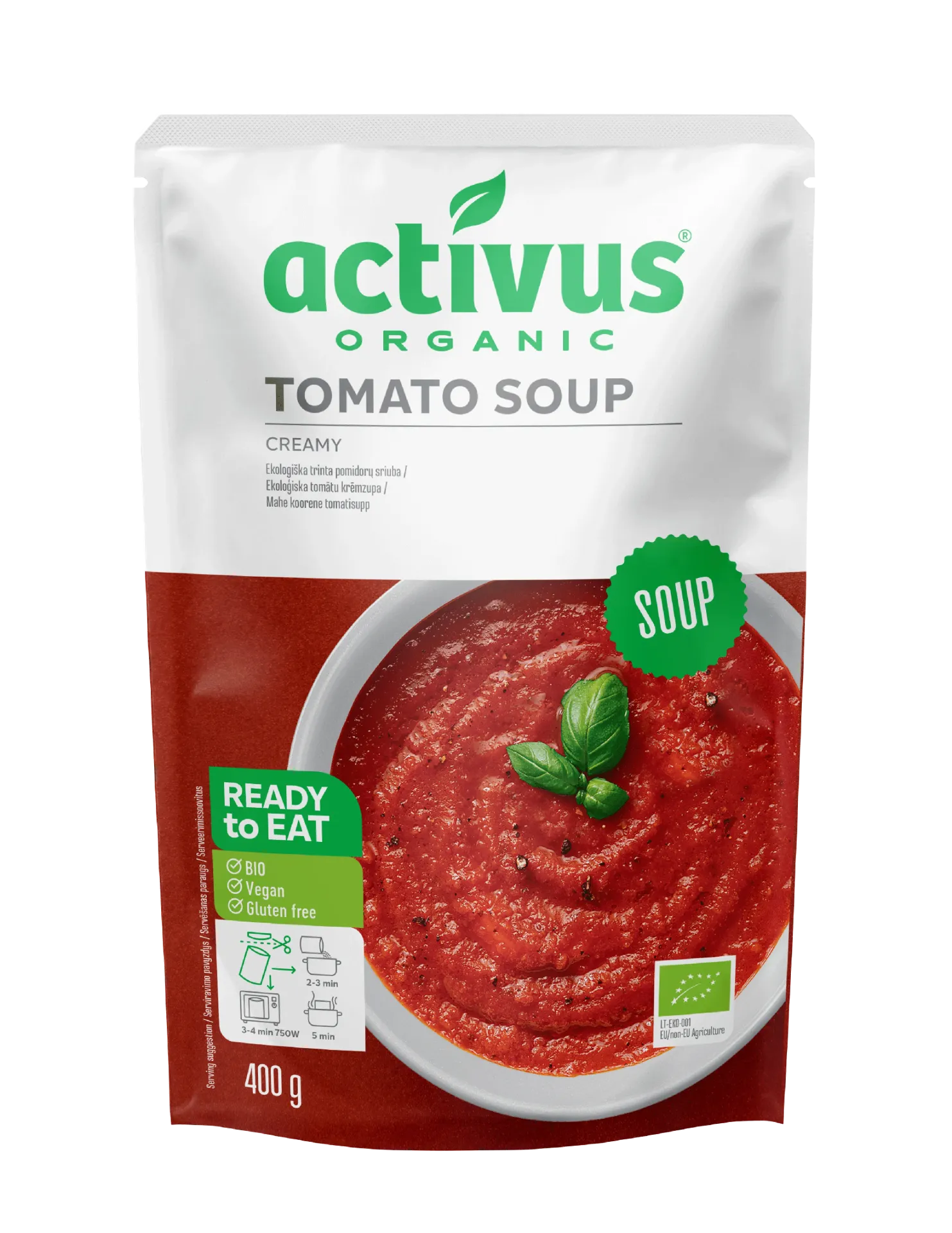 ACTIVUS מרק עגבניות אורגני במרקם קרמי