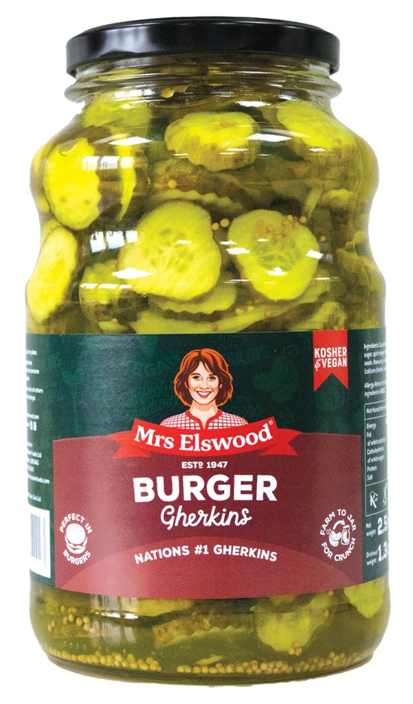 MRS ELSWOOD מלפפונים חמוצים להמבורגר 2.5 ק"ג